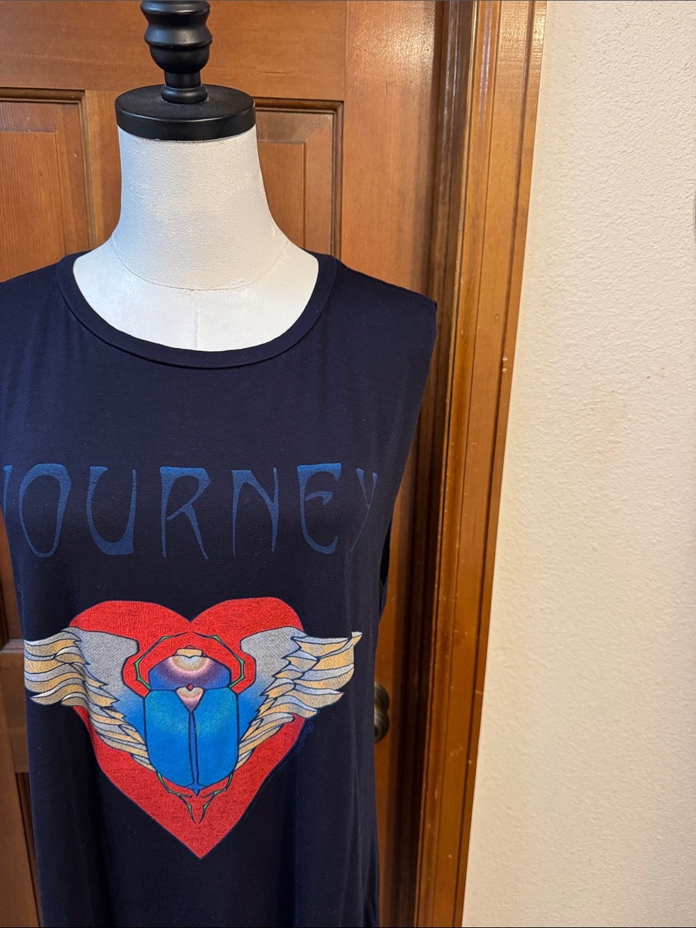 Lauren Moshi Journey Graphic Dress - Black with Red & Blue Heart Size L - Picture 5 of 10